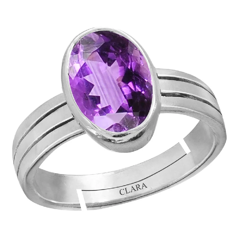 Women’s oval rings-Certified Amethyst Katela 3.9cts or 4.25ratti 92.5 Sterling Silver Adjustable Ring