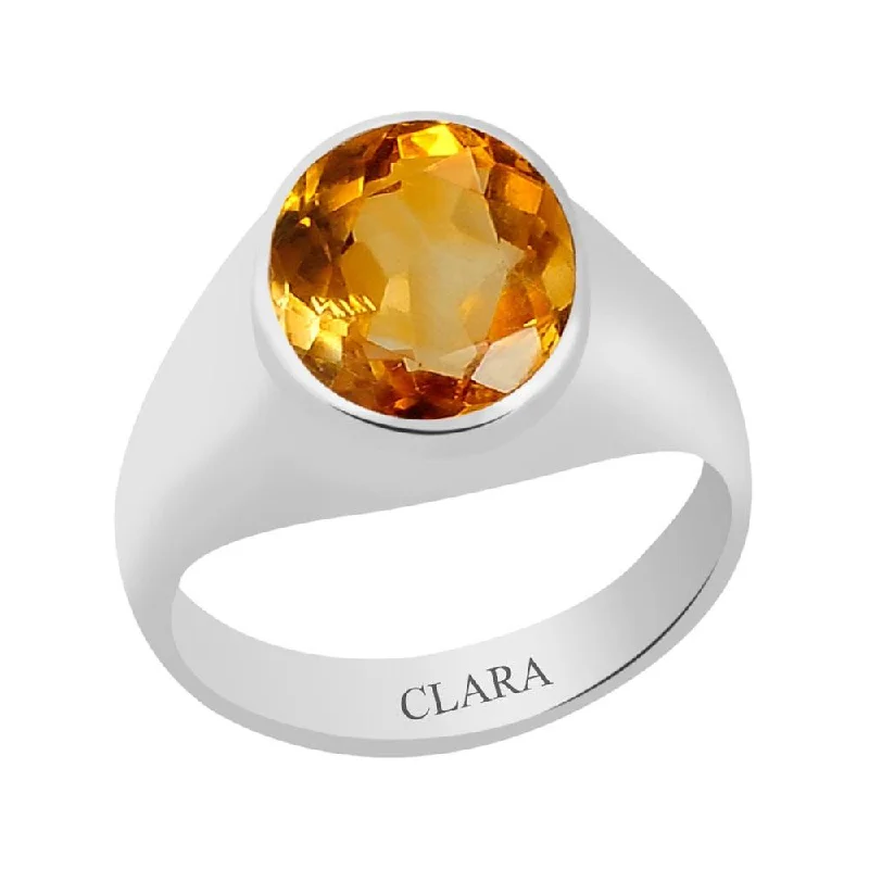 Women’s stunning diamond rings-Certified Citrine Sunehla Bold Silver Ring 3cts or 3.25ratti