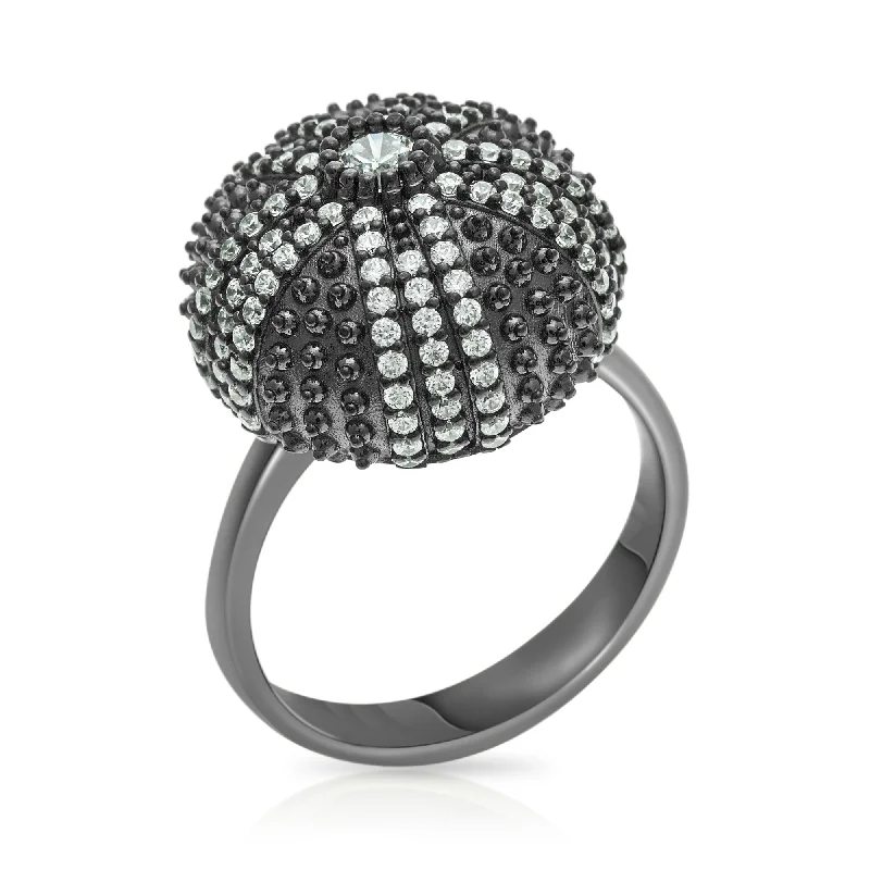 Women’s dazzling rings-Mini Sea Urchin Cocktail Ring - Black Rhodium