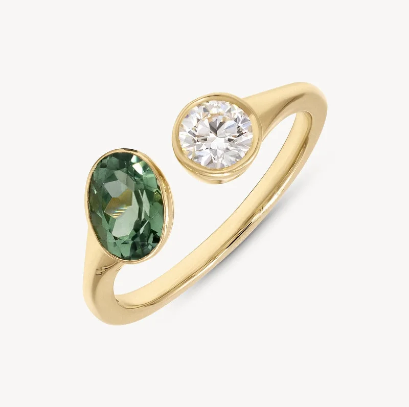 Women’s promise rings-Wild Forest Tourmaline and Diamond Ring