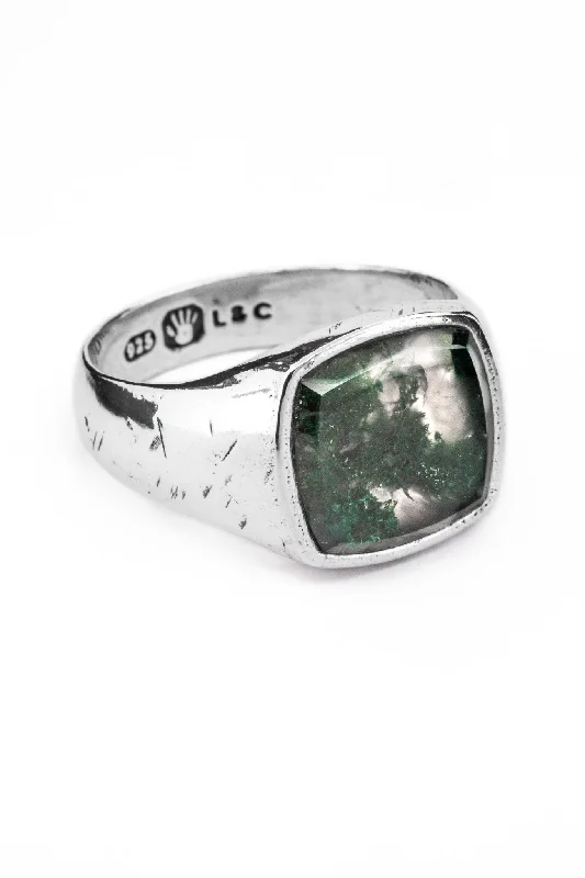 Women’s gold rings-Creed Ring - Moss Agate