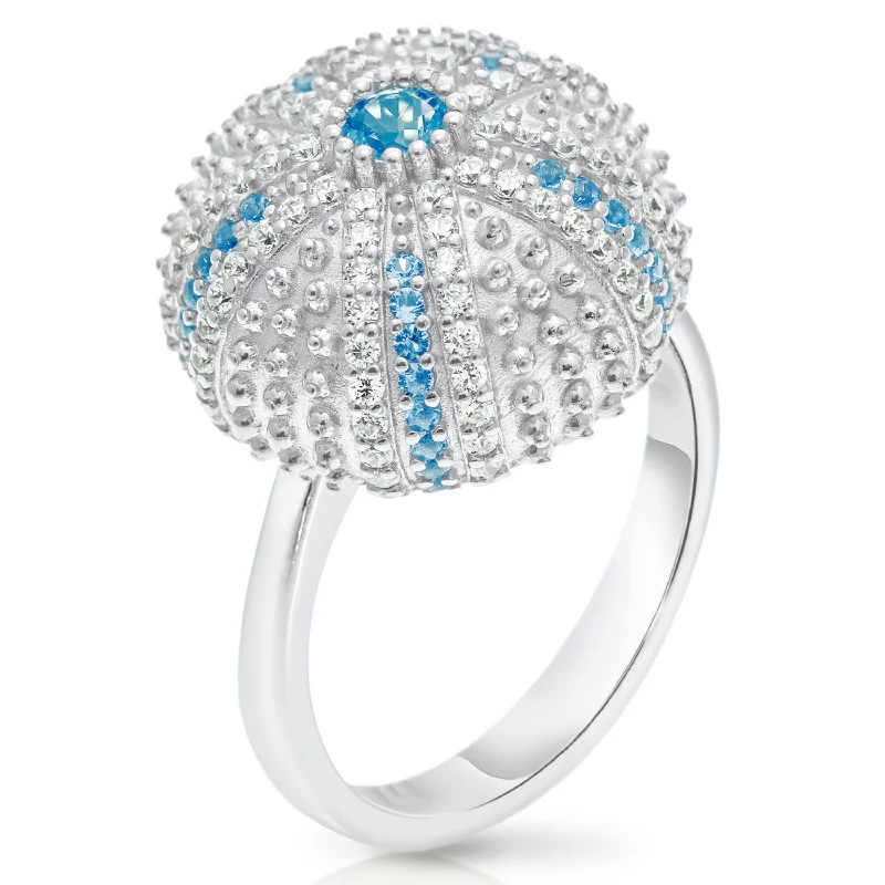 Women’s elegant solitaire rings-Mini Sea Urchin Cocktail Ring - Silver