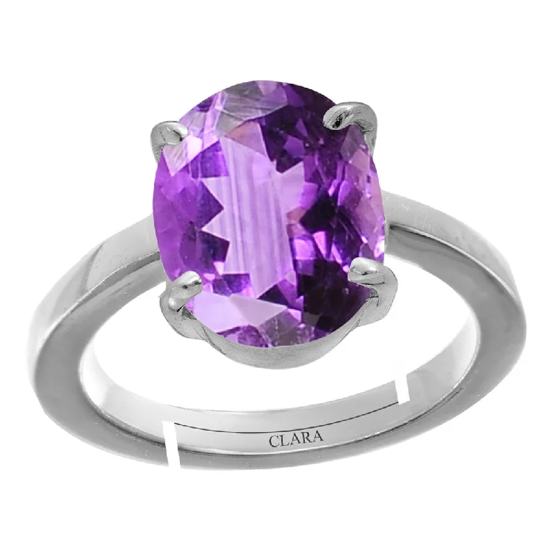 Women’s fashion statement rings-Certified Amethyst Katela 6.5cts or 7.25ratti 92.5 Sterling Silver Adjustable Ring