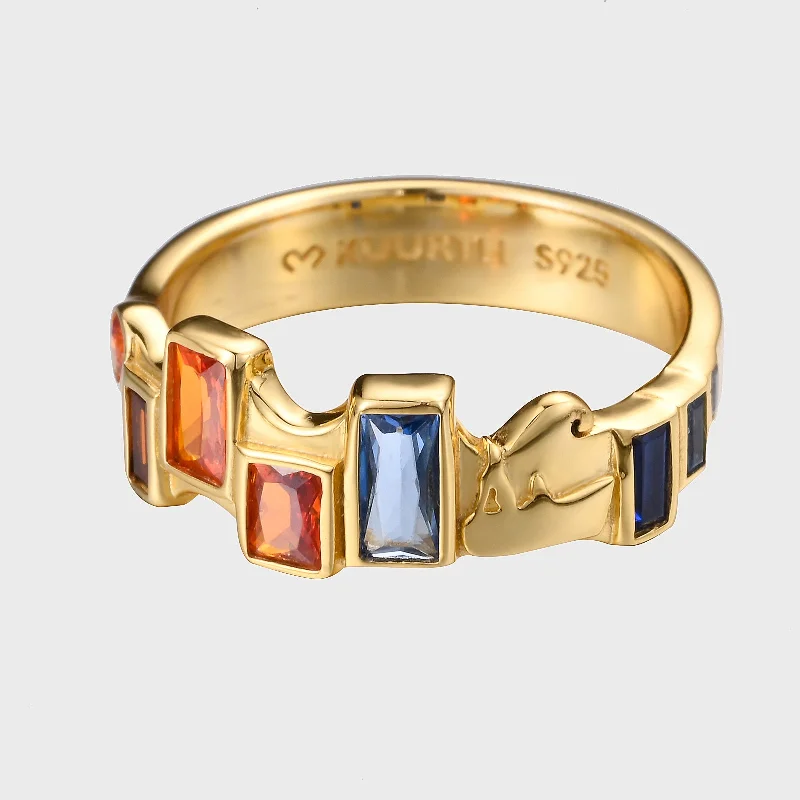 Women’s matching rings set-Impression, Sunrise - Gold Ring