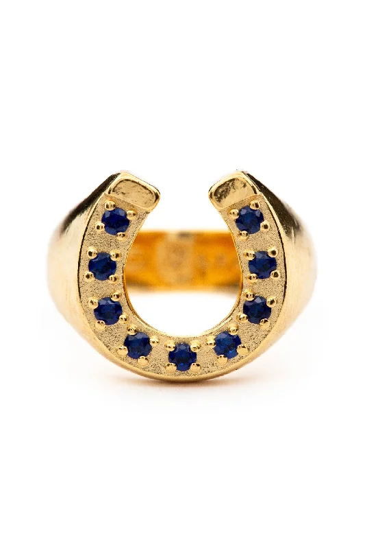 Women’s antique diamond rings-Good Luck Ring - Sapphire I Gold