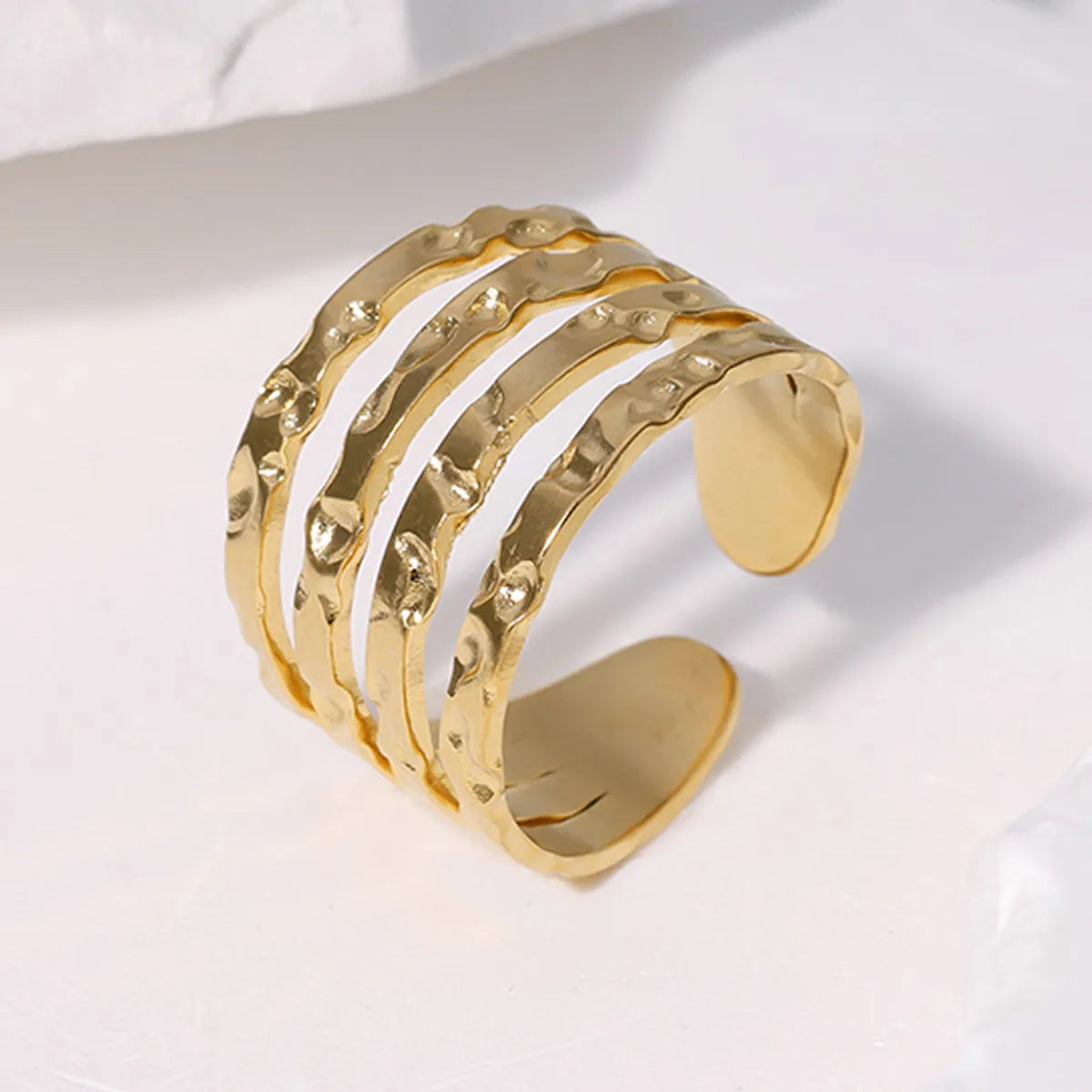 Women’s sparkling rings-304 Stainless Steel 18K Gold Plated Classic Style Plating Geometric Open Rings