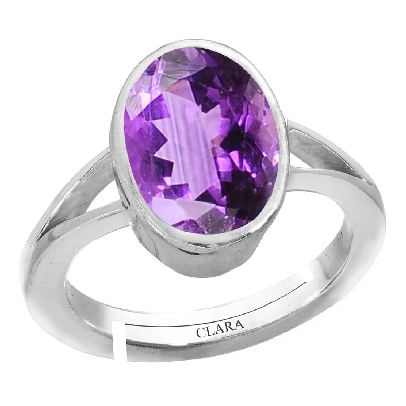 Women’s solitaire rings-Certified Amethyst Katela 6.5cts or 7.25ratti 92.5 Sterling Silver Adjustable Ring