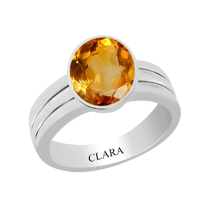 Women’s stackable rings-Certified Citrine Sunehla Stunning Silver Ring 6.5cts or 7.25ratti