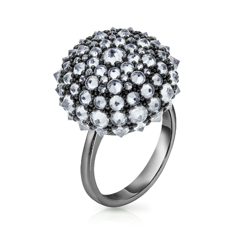 Women’s round-cut gemstone rings-Disco Bonbon Cocktail Ring - Black Rhodium