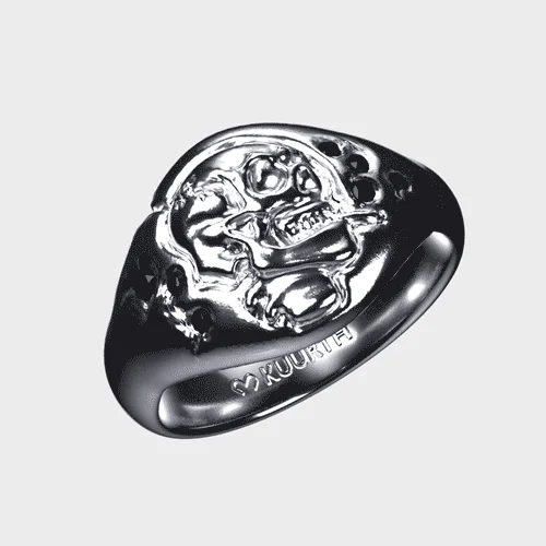 Women’s bold rings-Skull of a Skeleton with Burning Cigarette - Ring BE