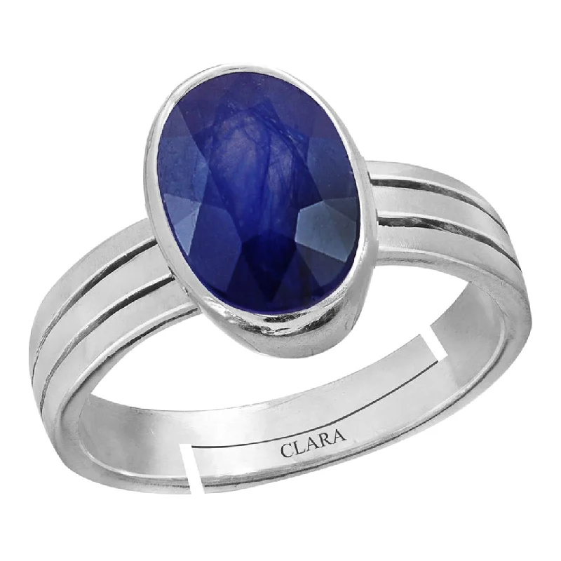 Women’s sparkling rings-Certified Blue Sapphire Neelam 9.3cts or 10.25ratti 92.5 Sterling Silver Adjustable Ring