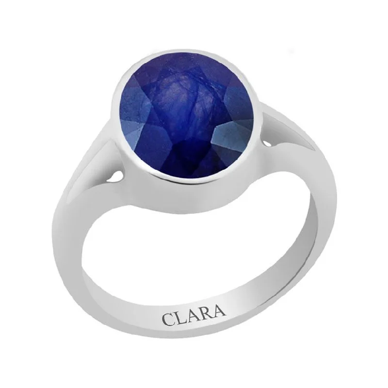 Women’s rose gold rings-Certified Blue Sapphire (Neelam) Zoya Silver Ring 7.5cts or 8.25ratti