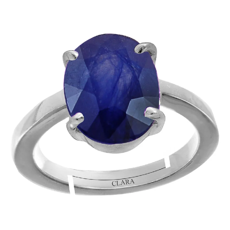 Women’s stylish rings-Certified Blue Sapphire Neelam 9.3cts or 10.25ratti 92.5 Sterling Silver Adjustable Ring