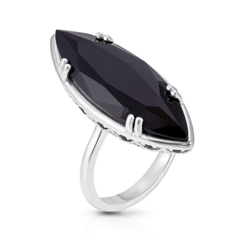 Women’s unique rings-Bash Marquise Cocktail Ring - Silver