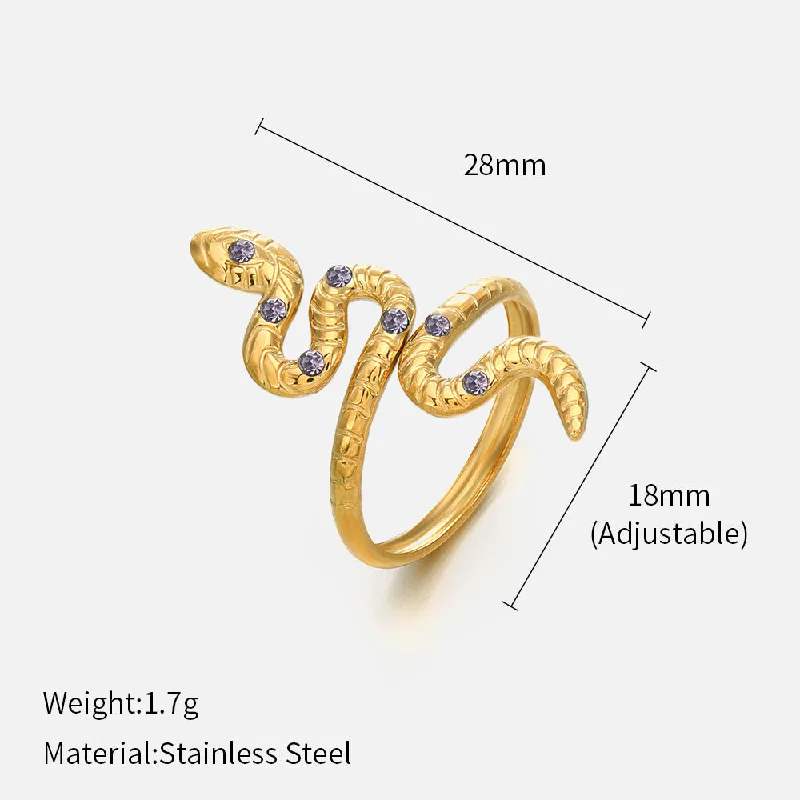 Purple Diamond Snake Ring