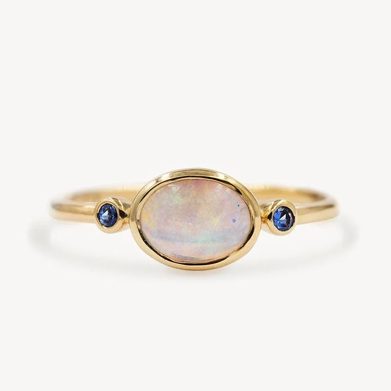 Women’s wedding band sets-Moonbeam Opal Sapphire Ring