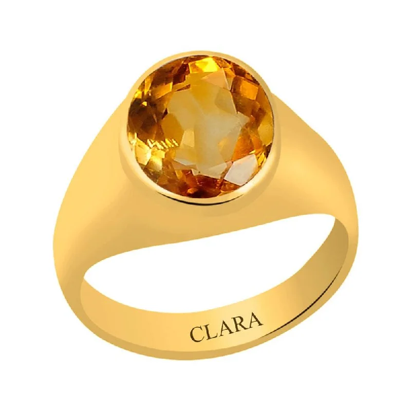 Women’s simple gold rings-Certified Citrine Sunehla Bold Panchdhatu Ring 4.8cts or 5.25ratti