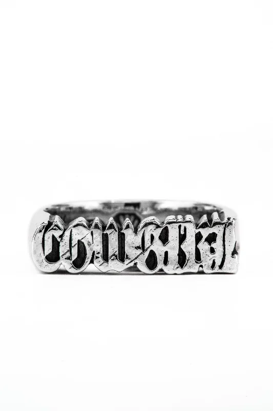 Women’s sterling silver rings-Cowgirl Letter Ring