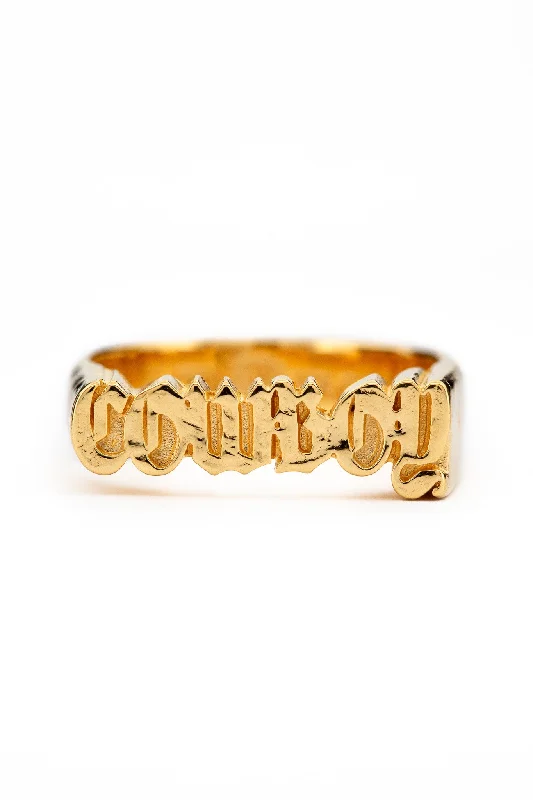 Women’s unique rings-Cowboy Letter Ring | Gold