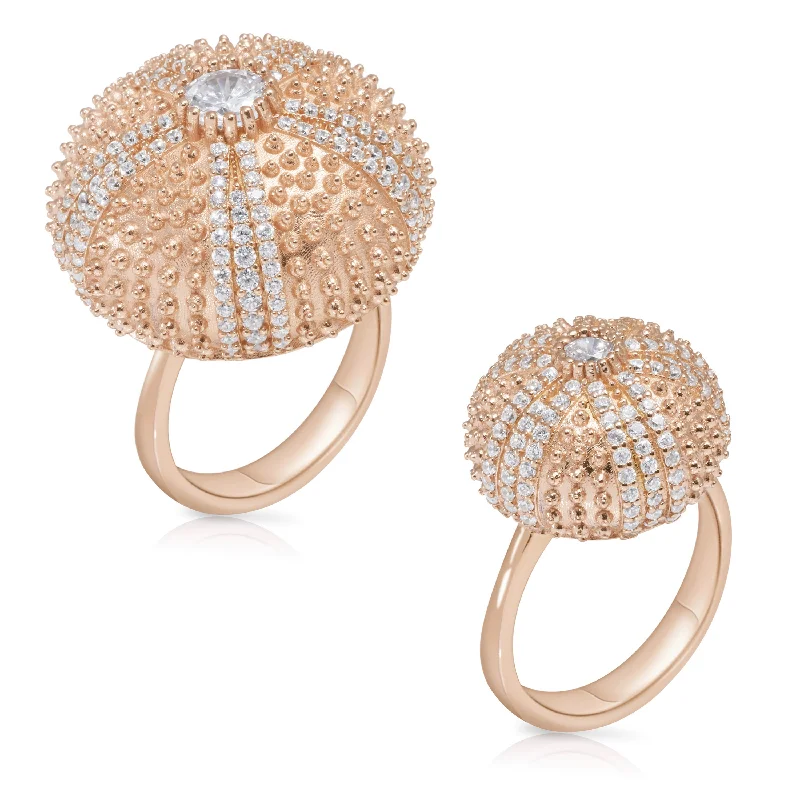 Women’s halo rings-Pink Sea Urchin Cocktail Ring