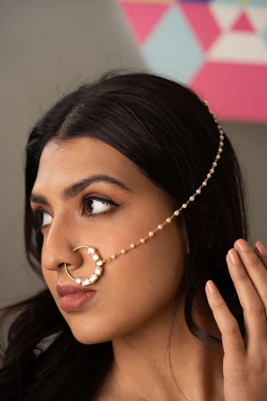 Women’s dazzling rings-Durga Polki Multi Shaped Nath | Nose Ring