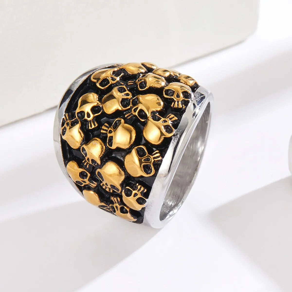 Women’s fashion rings-Titanium Steel Punk Skull Plating Rings