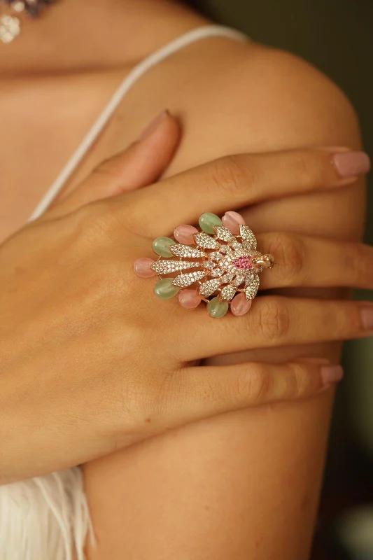 Women’s vintage rings-Velma Peacock Cocktail Ring | LaLa land Collection