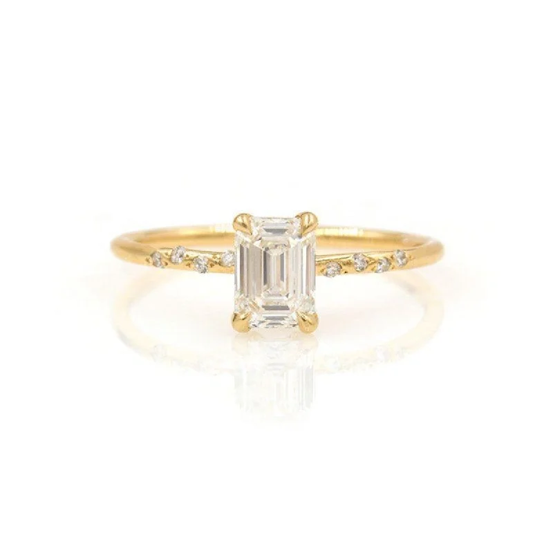 Women’s chunky rings-Starry Emerald Cut Diamond Ring