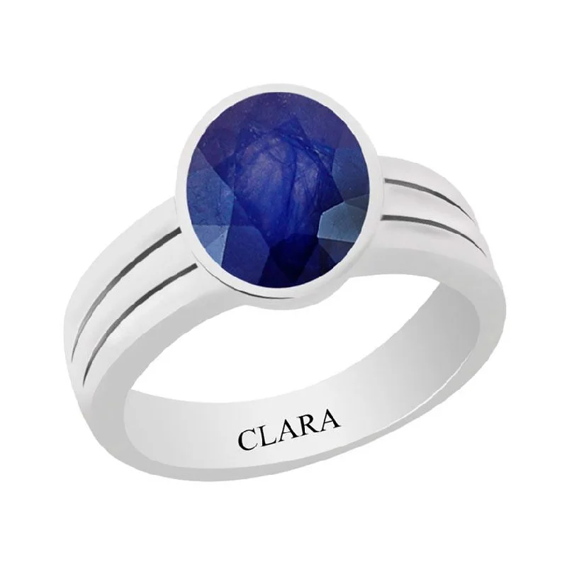 Women’s round-cut gemstone rings-Certified Blue Sapphire Neelam Stunning Silver Ring 3.9cts or 4.25ratti