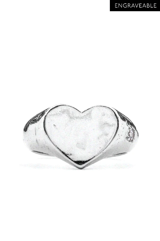 Women’s black diamond rings-Little Gem Heart Ring - White Sapphire