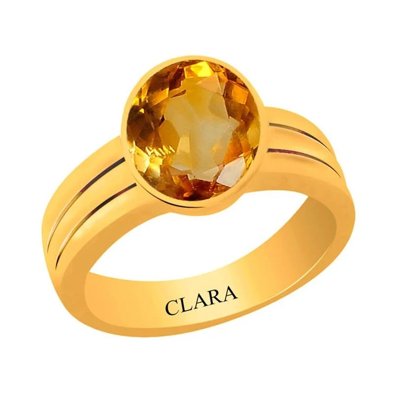 Women’s wedding band rings-Certified Citrine Sunehla Stunning Panchdhatu Ring 4.8cts or 5.25ratti