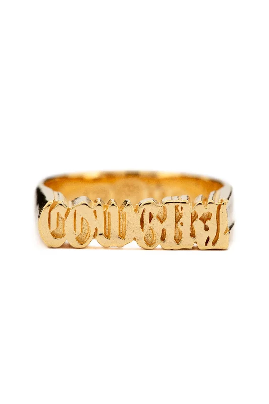 Women’s bold rings-Cowgirl Letter Ring | Gold