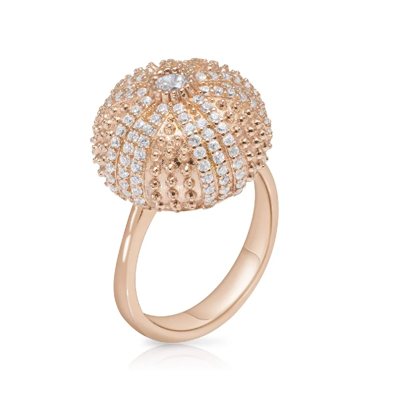 Women’s textured rings-Mini Sea Urchin Cocktail Ring - Rose Gold