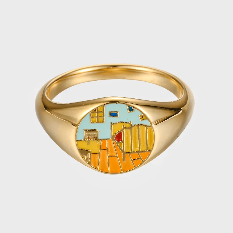 Women’s diamond stackable rings-Bedroom in Arles - Gold Ring