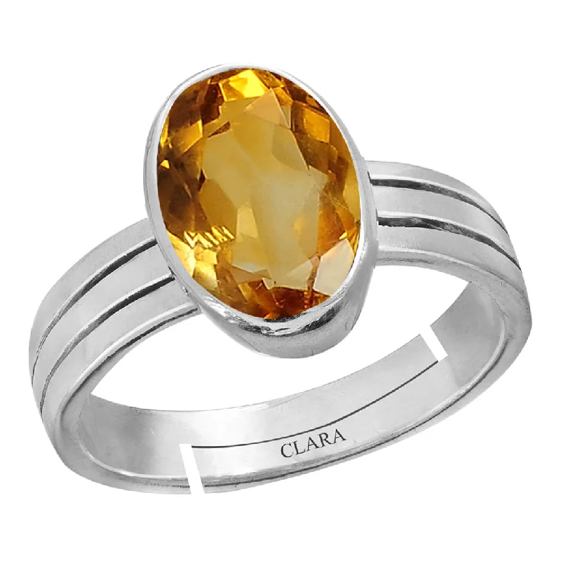 Women’s large rings-Certified Citrine Sunehla 6.5cts or 7.25ratti 92.5 Sterling Silver Adjustable Ring