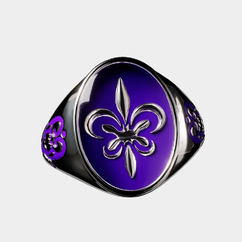 Women’s engagement rings-Fleur de Lis - Purple Ring