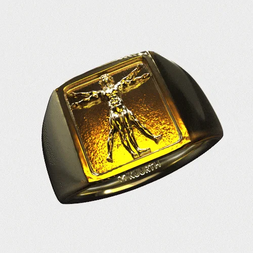 Women’s pink gold rings-Vitruvian Man - Gold Ring V2