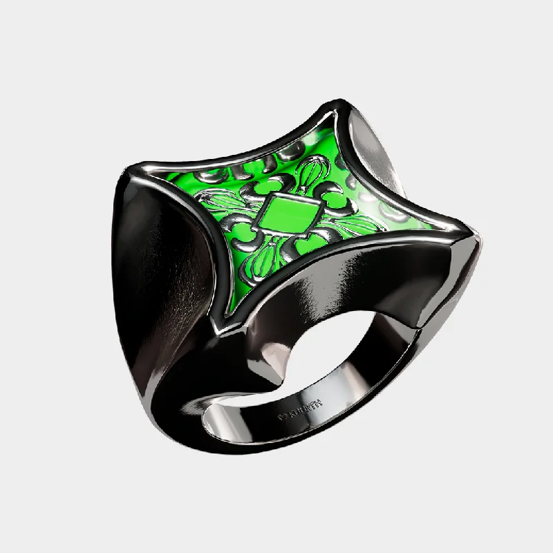 Women’s black diamond rings-Opulence - Green Ring