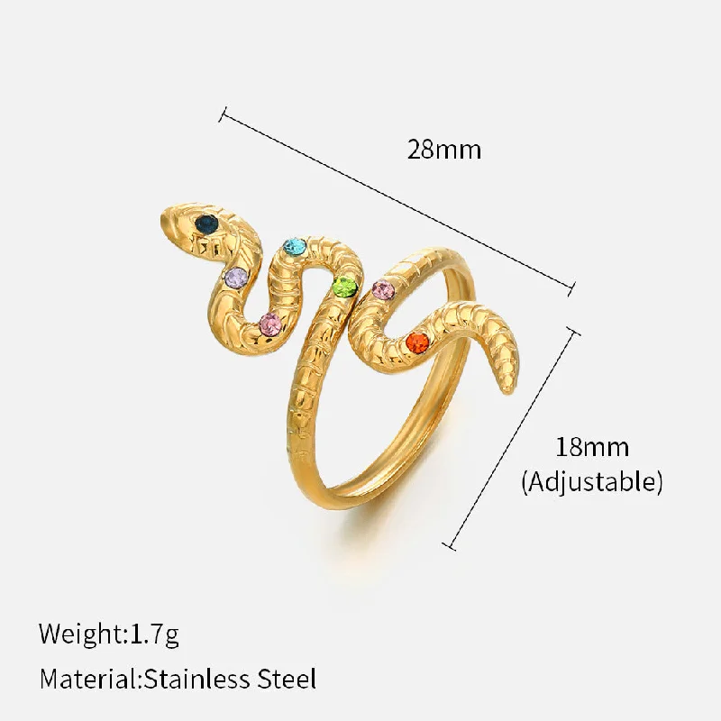 Colorful Crystals Snake Ring