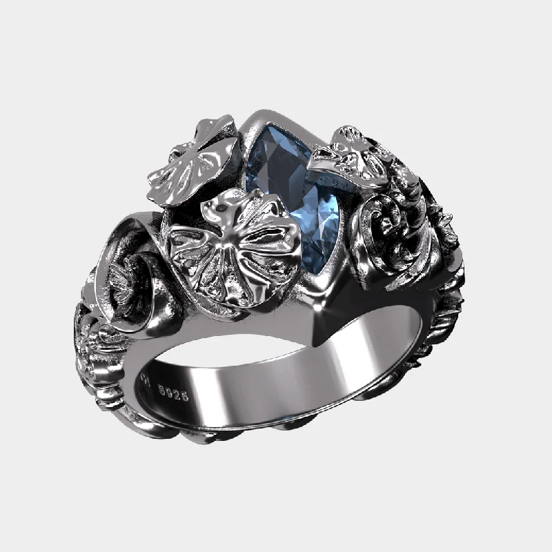 Women’s birthstone engagement rings-Nénuphar - Blue Ring