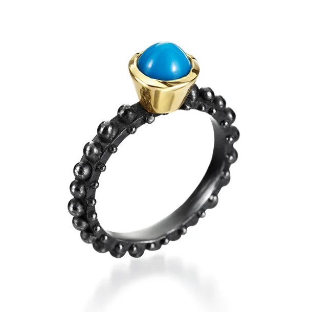 Women’s black diamond rings-BOHEME SOLITAIRE TURQUOISE RING