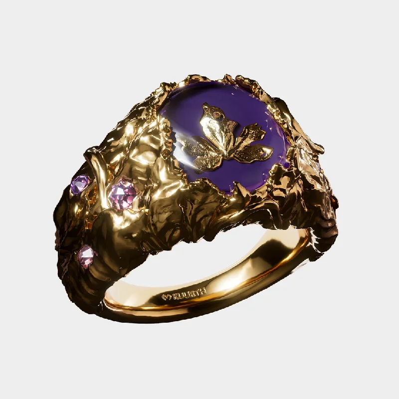 Women’s pearl rings-Baco - Purple Gold Ring