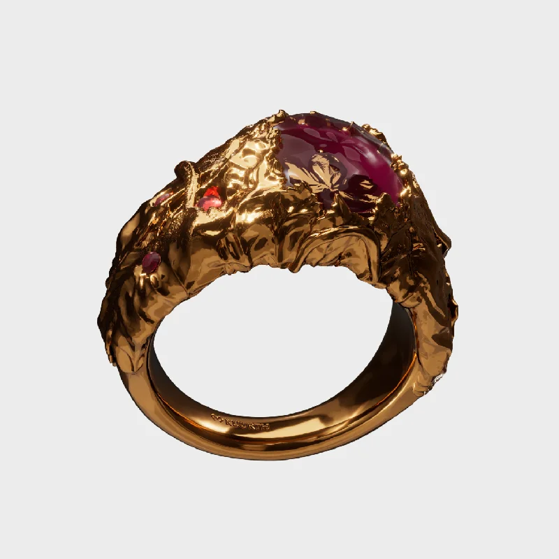 Women’s large gemstone rings-Baco - Gold Ring