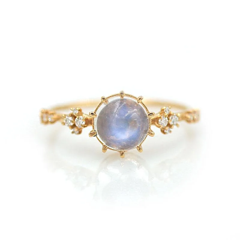 Women’s classic solitaire diamond rings-Twinkling Moonstone Oracle Ring