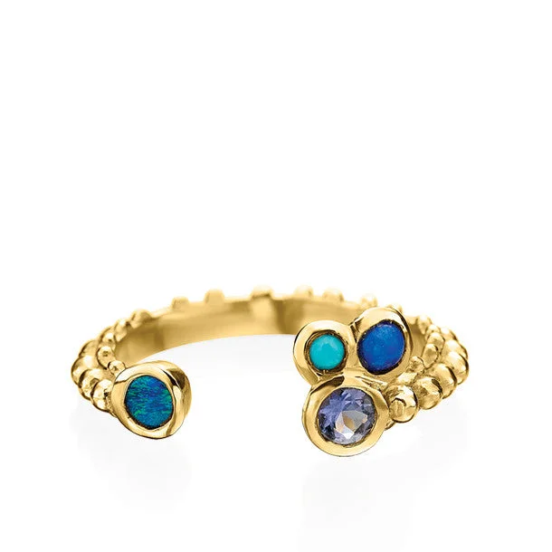 Women’s floral design rings-BOHEME CROWN QUATRE RING BLEUE